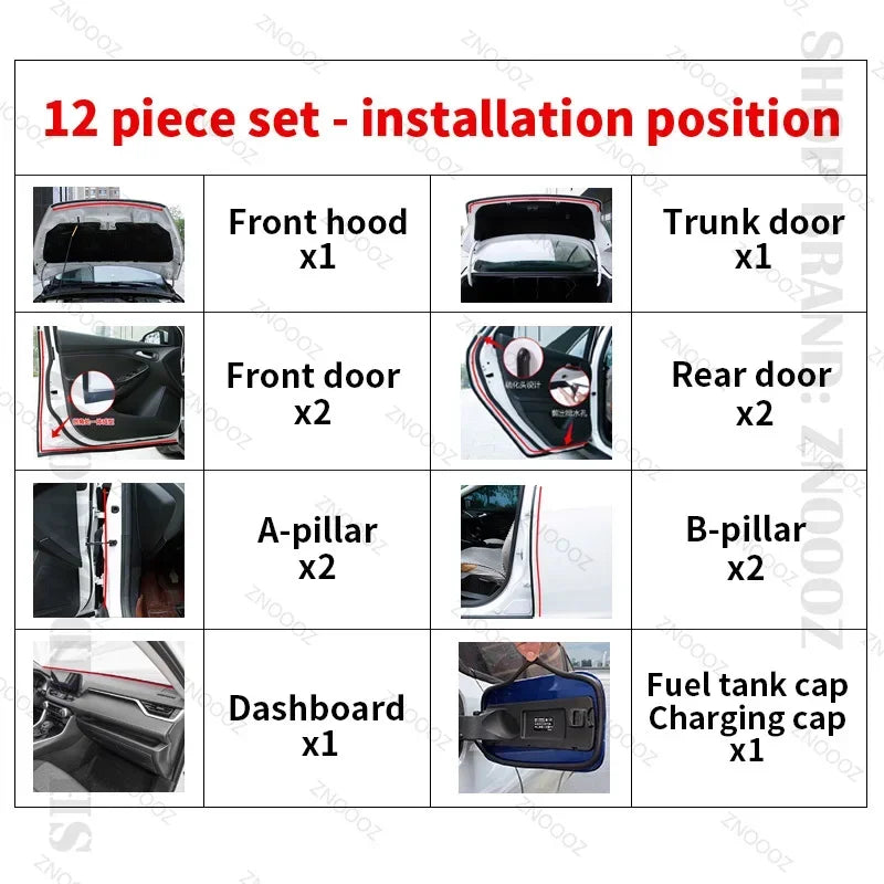 Revora Silent Seal — Complete 12-Piece Tesla Door & Cabin Noise Elimination Kit (Model 3, Y, S, X)